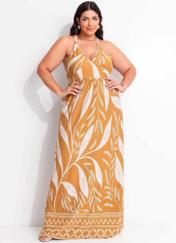 Marguerite - Vestido Folhagem Bege em Malha de Viscose 6