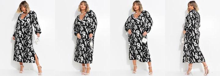 Vestido Folhagem Dark em Malha de Viscose