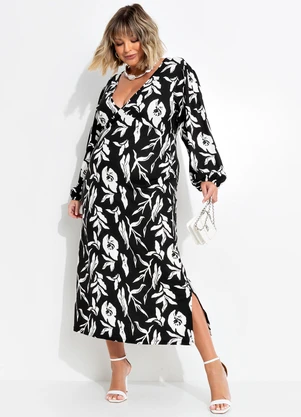 Marguerite - Vestido Folhagem Dark em Malha de Viscose - MARGUERITE