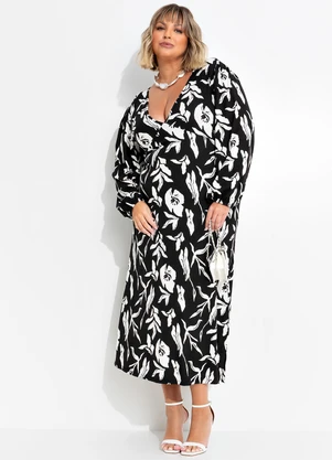 Marguerite - Vestido Folhagem Dark em Malha de Viscose - MARGUERITE