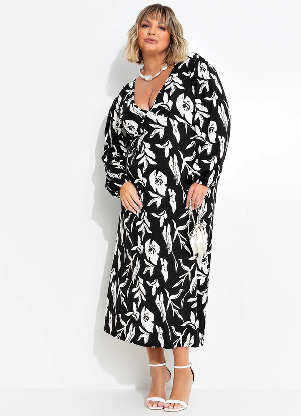 Marguerite - Vestido Folhagem Dark em Malha de Viscose 2