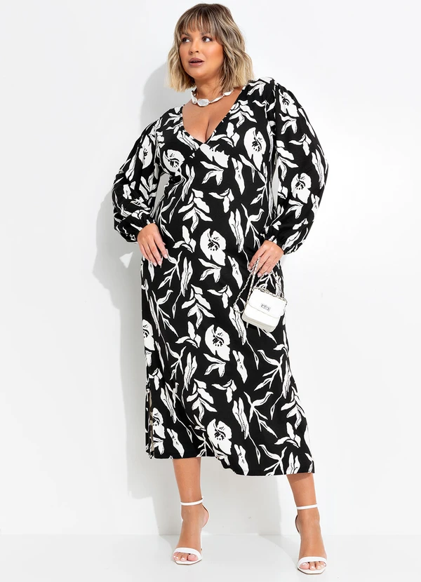 Marguerite - Vestido Folhagem Dark em Malha de Viscose 3