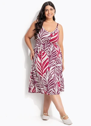 Marguerite - Vestido Folhagem Roxa em Malha de Viscose - MARGUERITE