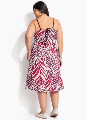 Marguerite - Vestido Folhagem Roxa em Malha de Viscose - MARGUERITE