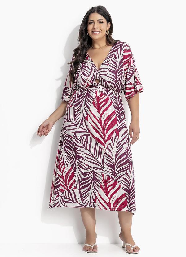 Vestido (Folhagem Roxa) em Malha de Viscose