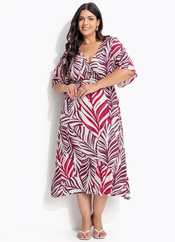 Marguerite - Vestido Folhagem Roxa em Malha de Viscose 3