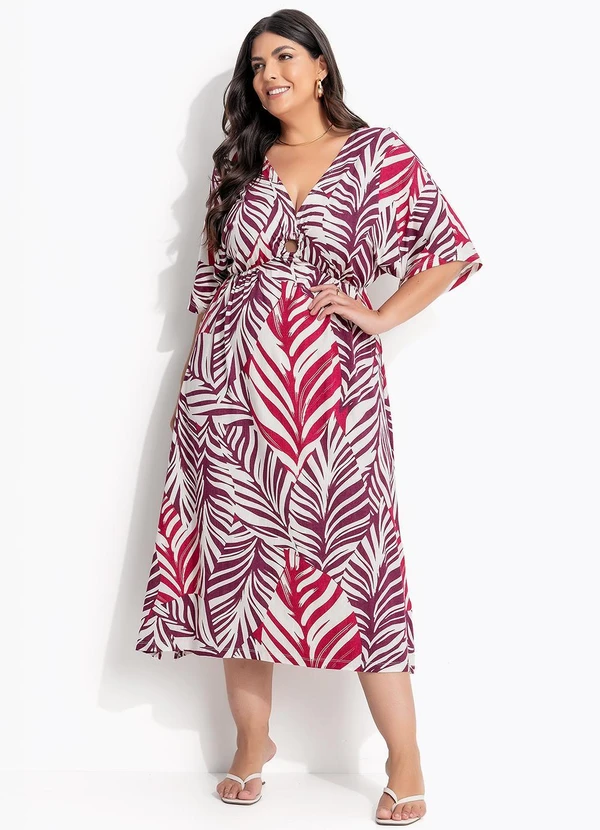 Marguerite - Vestido Folhagem Roxa em Malha de Viscose 5