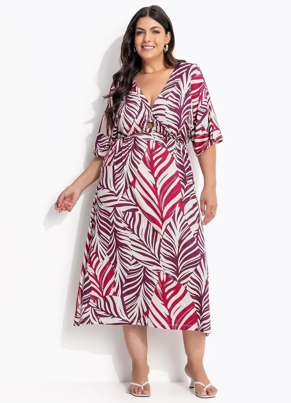 Marguerite - Vestido Folhagem Roxa em Malha de Viscose 6