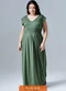 Basicamente - Vestido Gola V Longo Plus Preto - variação: Verde Figo