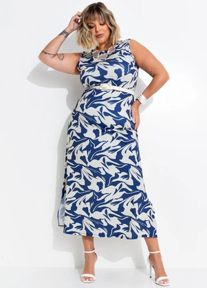 Marguerite - Vestido Linho Abstrato em Poliflex - MARGUERITE