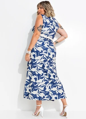 Marguerite - Vestido Linho Abstrato em Poliflex - MARGUERITE