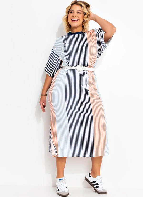 Marguerite - Vestido Listrado Colorido em Malha de Viscose 3