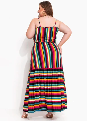 Marguerite - Vestido Listrado Colorido em Malha Fria - MARGUERITE