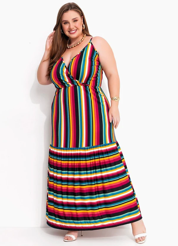 Marguerite - Vestido Listrado Colorido em Malha Fria 4