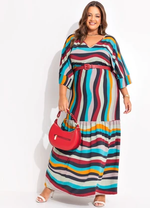 Marguerite - Vestido Listrado Colorido em Malha - MARGUERITE