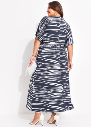 Marguerite - Vestido Listrado Irregular em Malha com Elastano - MARGUERITE