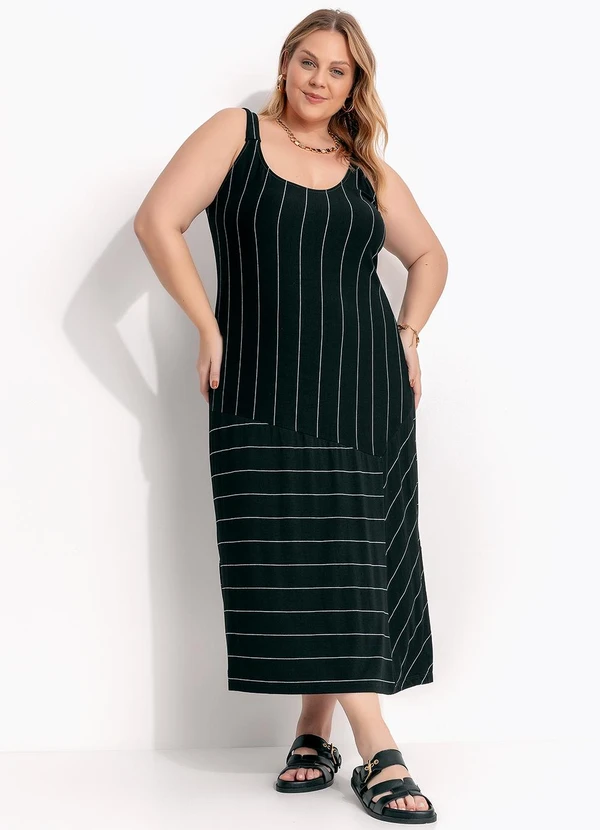 Marguerite - Vestido Listrado Preto e Branco em Malha de Visc 3