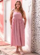 Vestido Listrado Rosa em