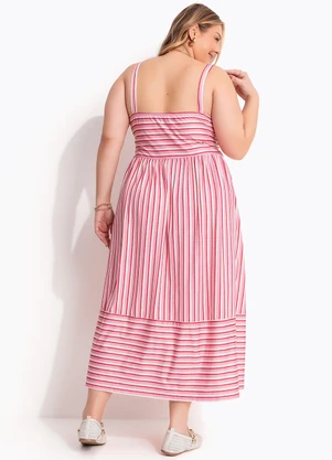 Marguerite - Vestido Listrado Rosa em Malha Fria - MARGUERITE