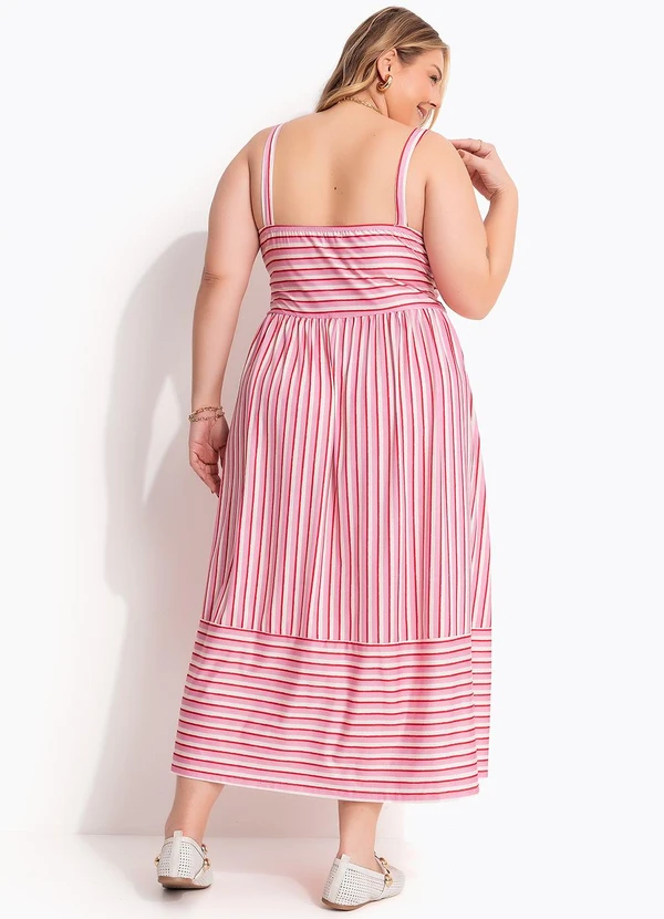 Marguerite - Vestido Listrado Rosa em Malha Fria 2