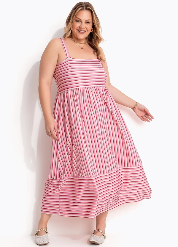 Marguerite - Vestido Listrado Rosa em Malha Fria 5