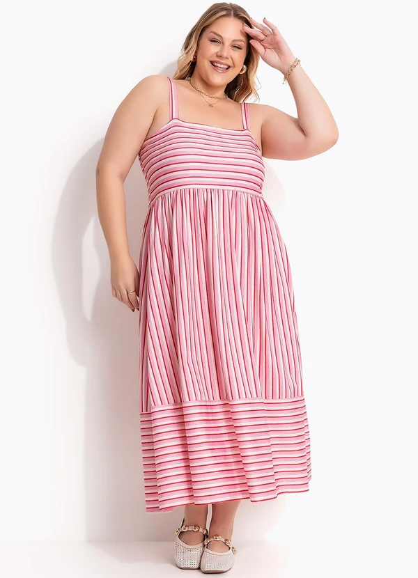 Marguerite - Vestido Listrado Rosa em Malha Fria 6