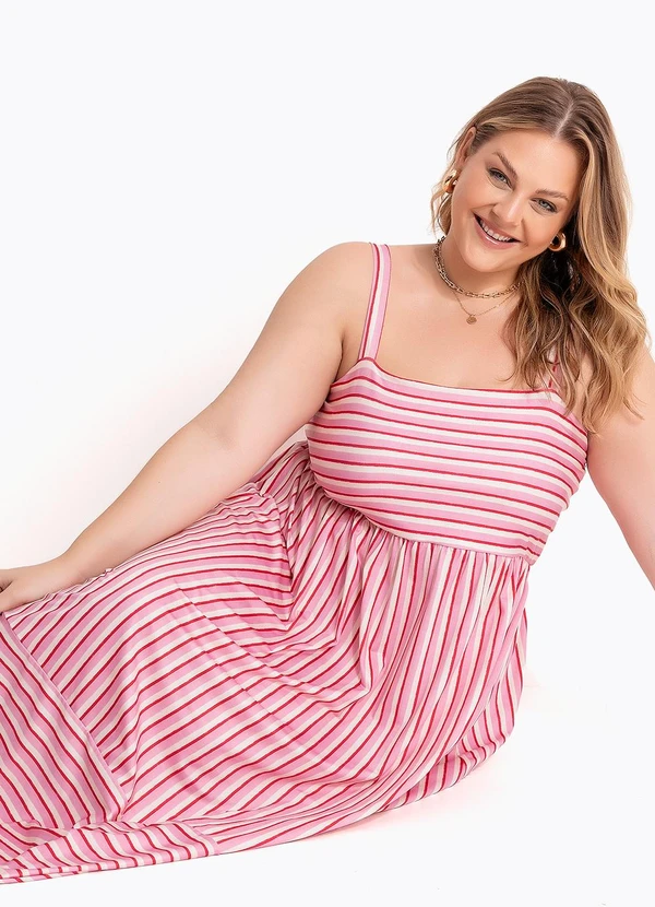 Marguerite - Vestido Listrado Rosa em Malha Fria 8