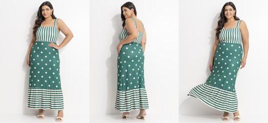 Vestido Listrado Verde em