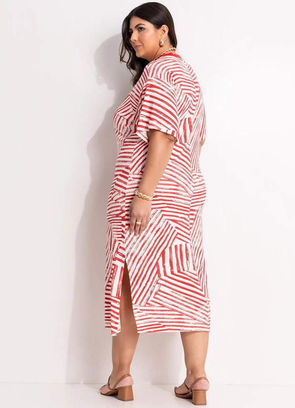 Marguerite - Vestido Listrado Vermelho em Malha de Viscose 7