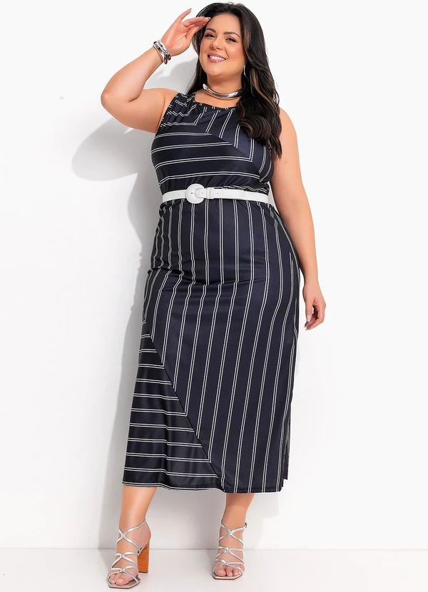 Marguerite - Vestido Listras em Jersey Acetinado