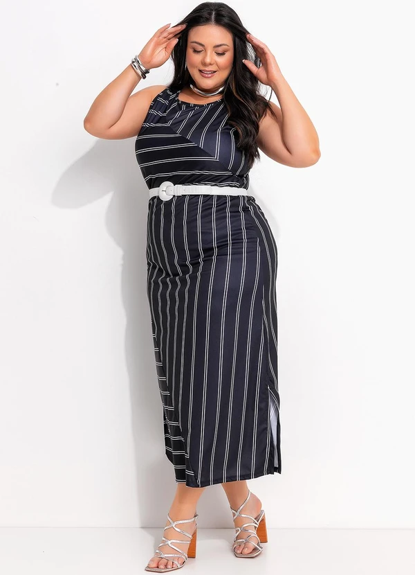 Marguerite - Vestido Listras em Jersey Acetinado 5