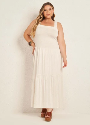 Lisamour - Vestido Longo com Alças e Babados Branco - LISAMOUR