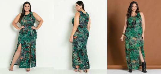 Vestido Longo Estampa Folhagem Marguerite