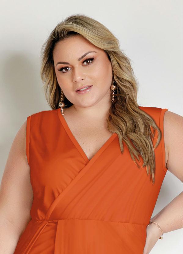 Marguerite - Vestido Longo Laranja Transpassado Plus Size 3