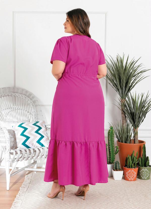 Mink - Vestido Longo Plus Size Pink com Botões 2