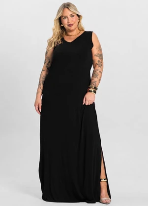 Infinita Cor - Vestido Longo Plus Size Preto - INFINITA COR