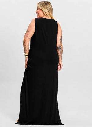 Infinita Cor - Vestido Longo Plus Size Preto - INFINITA COR