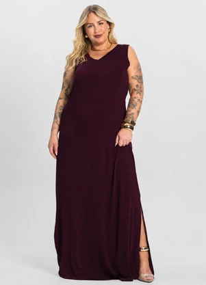 Infinita Cor - Vestido Longo Plus Size Roxo - INFINITA COR