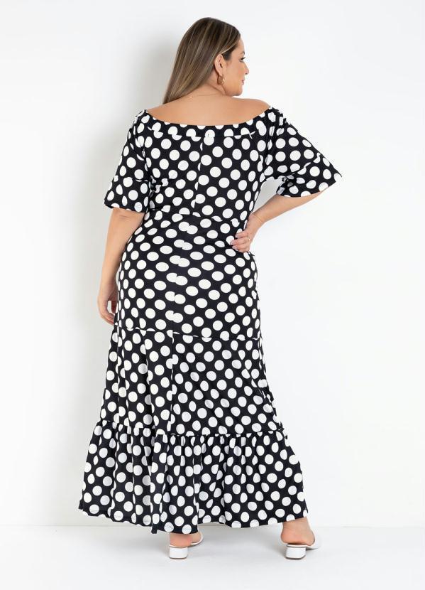 Marguerite - Vestido Longo Poá Preto Plus Size 2