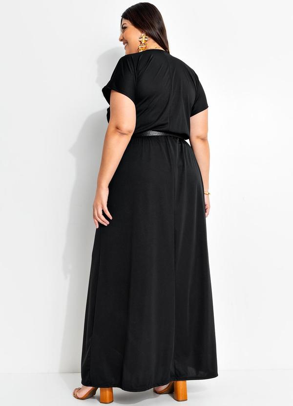 Marguerite - Vestido Longo Preto Plus Size com Transpassado 2