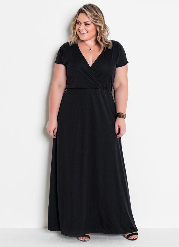 Marguerite - Vestido Longo Preto Plus Size com Transpassado 6