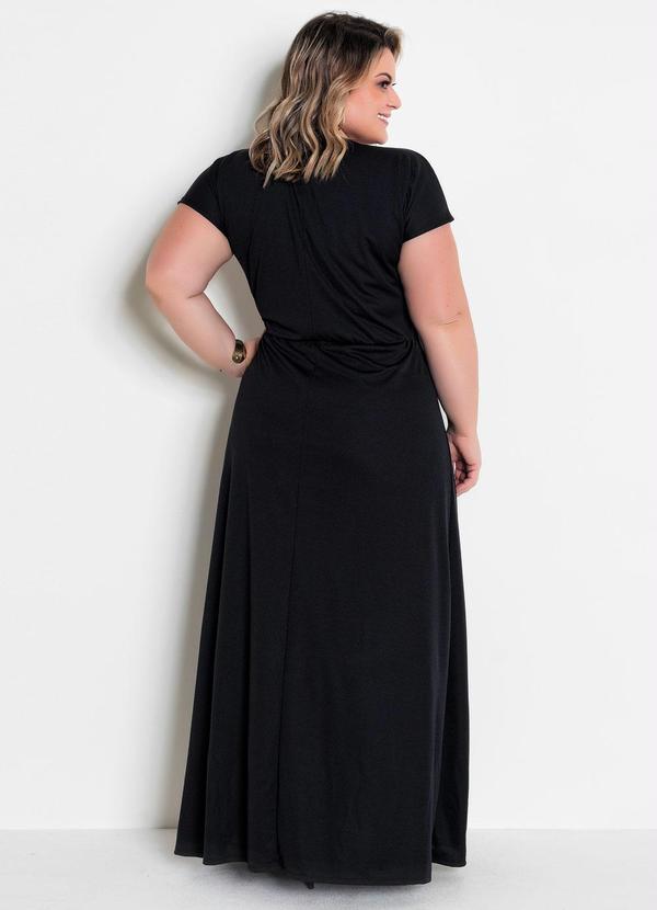 Marguerite - Vestido Longo Preto Plus Size com Transpassado 7