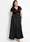 Marguerite - Vestido Longo Transpassado Bordô Plus Size - variação: Preto