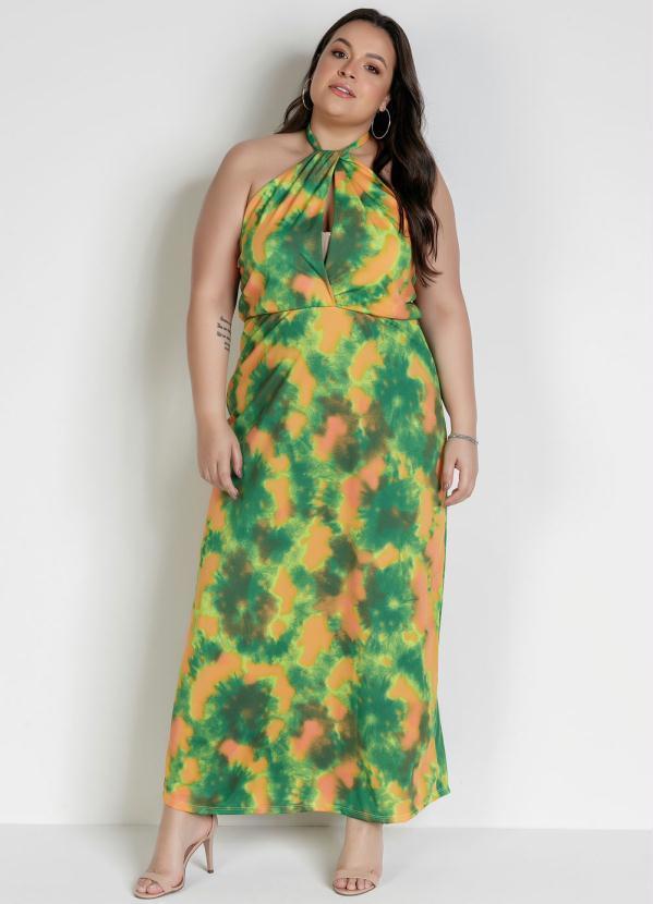Marguerite - Vestido Longo Tie Dye Frente Única Plus Size