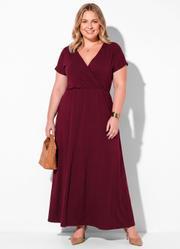 Vestido Longo Transpassado Bord� Plus Size