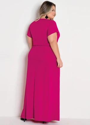Marguerite - Vestido Longo Transpassado Pink Plus Size - MARGUERITE