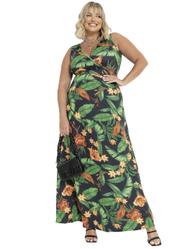 Vestido Longo Transpassado Plus Size Floral