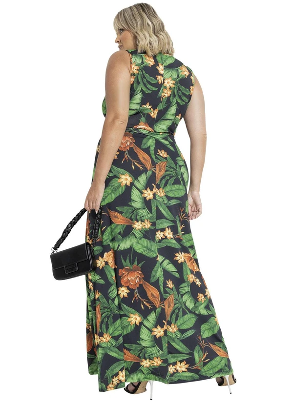 Marguerite - Vestido Longo Transpassado Plus Size Floral 2