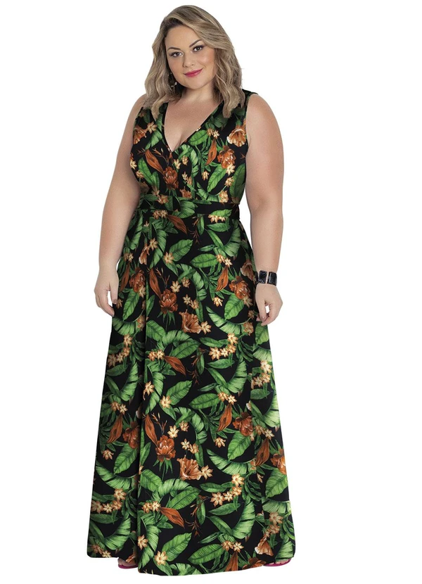 Marguerite - Vestido Longo Transpassado Plus Size Floral 4