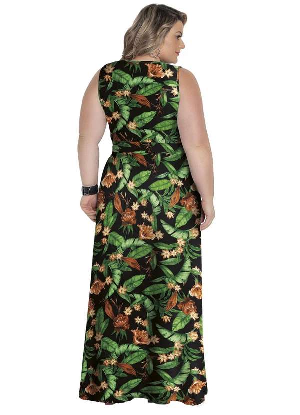 Marguerite - Vestido Longo Transpassado Plus Size Floral 5